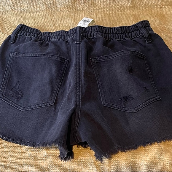 Aerie Black Jean Shorts High-Waisted Distressed - Picture 2 of 2